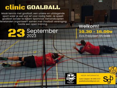 Zaterdag 23 september opentraining Goalball